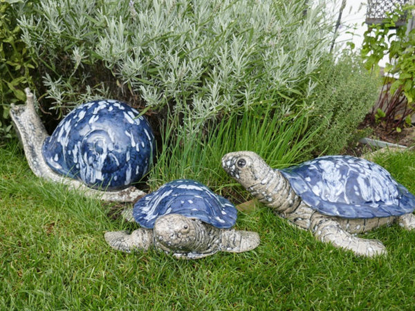 Schnecke Schildkröte blau grau Garten