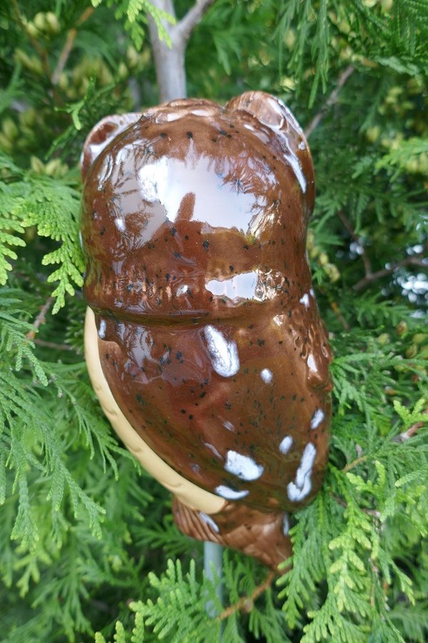 Keramik Kauz | Eule | Keramikfigur | karamellbraun