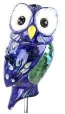 Keramik Kauz | Eule | Keramikfigur | blau-grün
