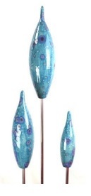 Tangoo Keramik | Gartenstecker Spitzen oceanblau | Blau | Stele aus Keramik