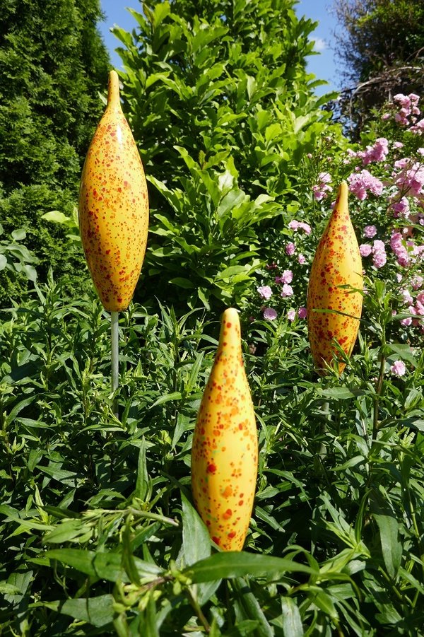 Keramik Spitzen | Gartenstecker gelb | Gartenstelen