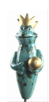 Froschkönig zum Stecken | Keramik Frosch türkis-blau