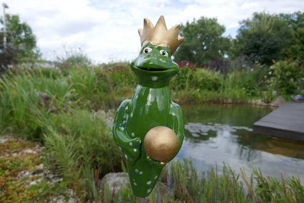 Froschkönig zum Stecken | Keramik Frosch grün-weiß