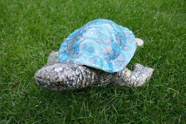 Keramikfigur Schildkröte mittel oceanblau