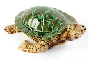Keramikfigur Schildkröte mittel dunkelgrün