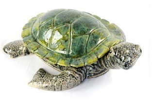 Keramikfigur Schildkröte mittel grün