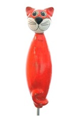 Keramikfigur Katze | zum Stecken einfarbig | Gartendeko | Keramik Garten