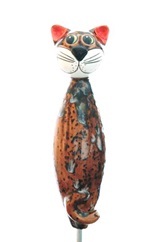 Katze zum Stecken mit Effektglasur karamell-braun