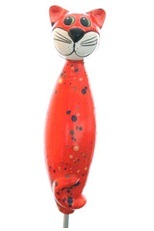 Keramikfigur Katze | zum Stecken gepunktet | Keramik Tangoo | Gartenstecker | Keramikstele