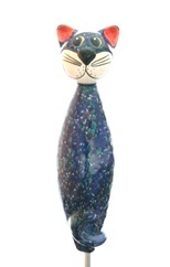 Keramikfigur Katze | zum Stecken Konfetti-Effekt | Gartenstecker | Keramikstele | Keramik Tangoo