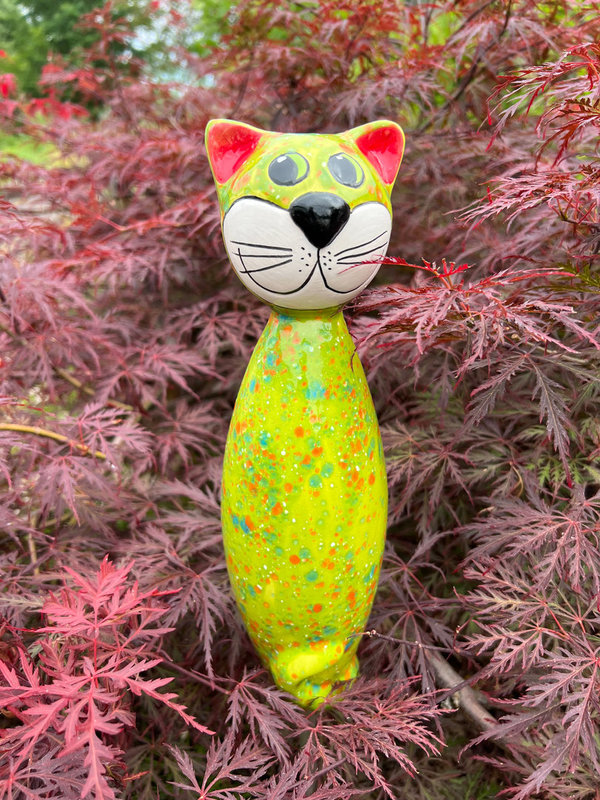 Katze zum Stecken kiwigrün-konfetti