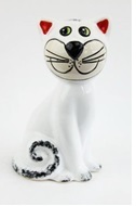 Keramikfigur Katze sitzend einfarbig | Keramikkatze | Keramikdeko | Gartendeko | Keramikschmuck