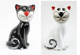 Keramikfigur Katze sitzend einfarbig | Keramikkatze | Keramikdeko | Gartendeko | Keramikschmuck