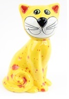 Keramikfigur Katze sitzend gepunktet | Keramikkatze | Keramikdeko | Gartendekoration | Deko