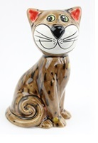 Keramikfigur Katze sitzend Effektglasur | Keramikkatze | Keramikdeko | Gartendeko | Keramikschmuck