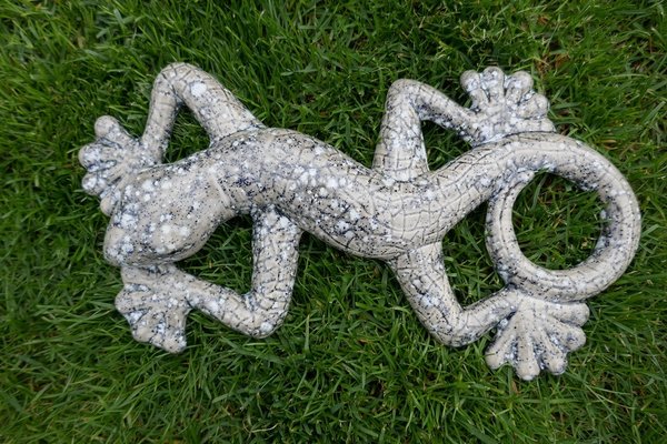 Keramik Gecko | Keramikfigur Eidechse | Grau