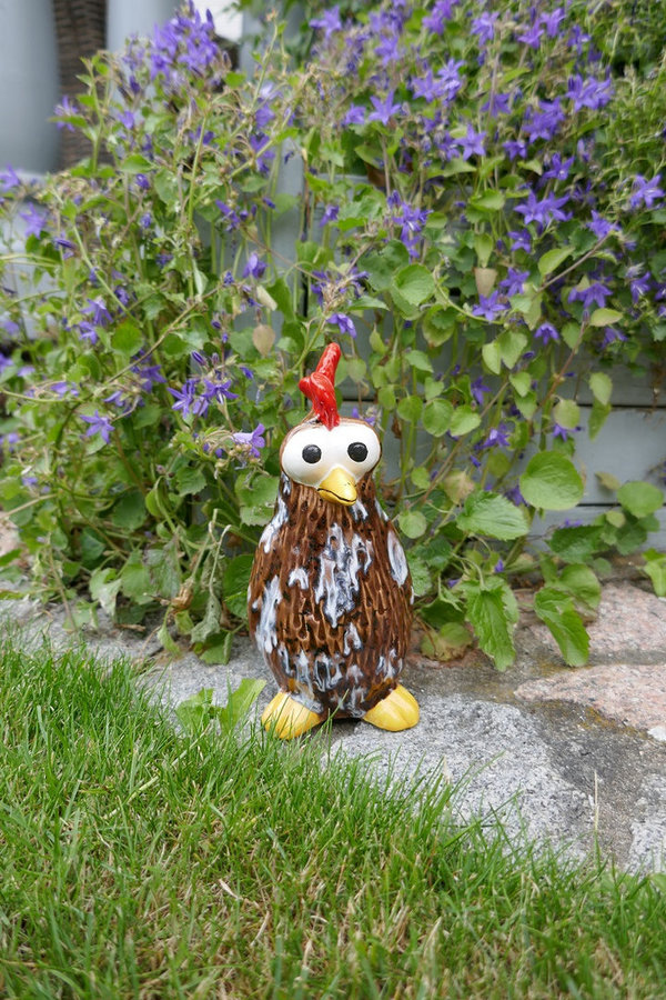 Keramikfigur Huhn stehend klein| Moorhuhn | Braun