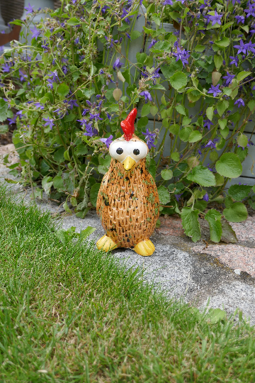Keramikfigur Huhn stehend klein| Moorhuhn | Hellbraun-Grün